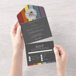 Invitación Todo En Uno Gay arcoiris LGBTQ elegante