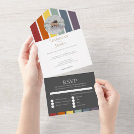 Invitación Todo En Uno Gay arcoiris LGBTQ elegante