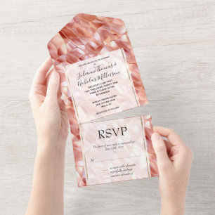 Invitación Todo En Uno Girly Glam Pink Rose Gold Boda