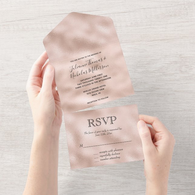 Invitación Todo En Uno Glam Rosa Rubor (desgarro)
