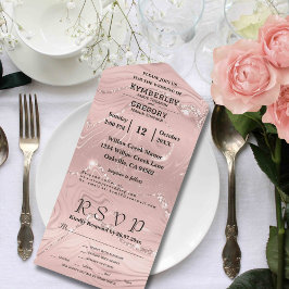 Invitación Todo En Uno Glitzy Sparkly Rubor Pink Silver Email