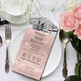 Invitación Todo En Uno Glitzy Sparkly Rubor Pink Silver Email