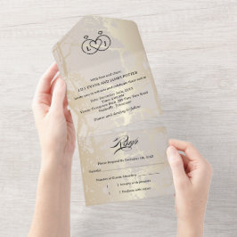Invitación Todo En Uno Gold Elegant Luxury Marble Abstract Wedding