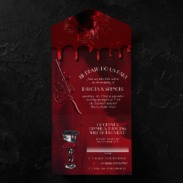 Invitación Todo En Uno Gothic Luxe | Boda de misterio negro y rojo