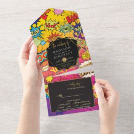 Invitación Todo En Uno Graffiti de Boda de Burbujas de historietas pop 💥