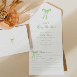 Invitación Todo En Uno Green Bow que está atando la ducha nupcial