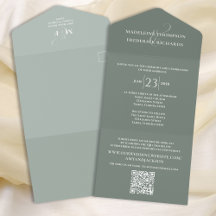 Green Elegant Wedant Qr Code RSVP