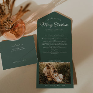 Invitación Todo En Uno Green Muy Merry Christmas Letter Tear Foto