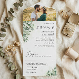 Invitación Todo En Uno Greenery Eucalyptus Foliage Boda Foto