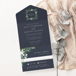 Invitación Todo En Uno Greenhouse | Elegante Boda botánico acuarela