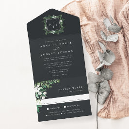 Invitación Todo En Uno Greenhouse | Elegante Boda botánico acuarela