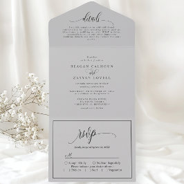 Invitación Todo En Uno Gris Suave Letra Moderna Simple