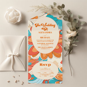 Invitación Todo En Uno Groovy Boho Beach Fun Vibes Boda
