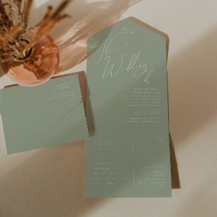 Invitación Todo En Uno Guión caprichoso   Boda De Mareo De Sello Y Envío