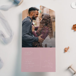 Invitación Todo En Uno Guión caprichoso | Sello fotográfico Rosa y envío