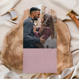 Invitación Todo En Uno Guión caprichoso | Sello y envío de fotos de Rosa 