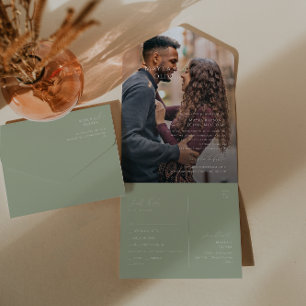 Invitación Todo En Uno Guión caprichoso   Sello y envío de fotos verde sa