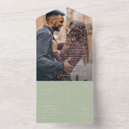 Invitación Todo En Uno Guión caprichoso | Sello y envío de fotos verde sa