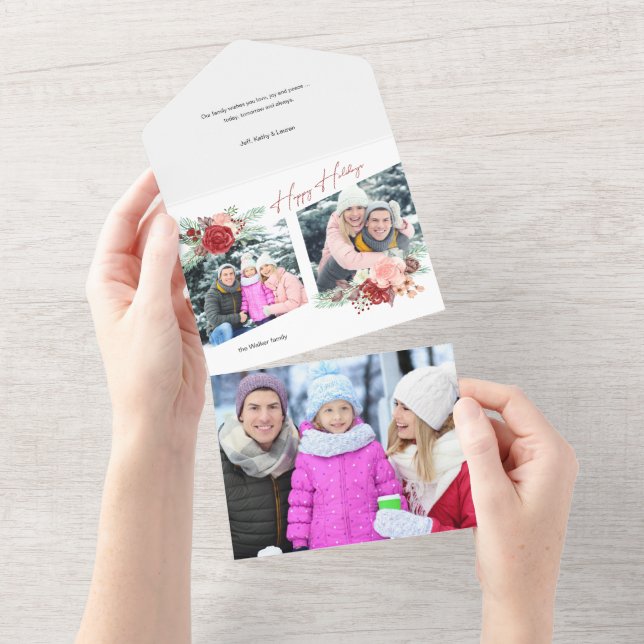 Invitación Todo En Uno Guión festivo feliz diagonal floral diagonal 2-fot (desgarro)