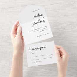 Invitación Todo En Uno Guión Minimalista moderno | BODA