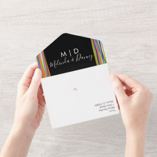 Invitación Todo En Uno Guión negro colorido abstracto