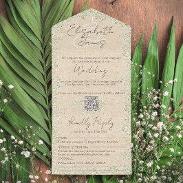 Invitación Todo En Uno Gypsophila acuarela Floral Rustic & Boho Boda