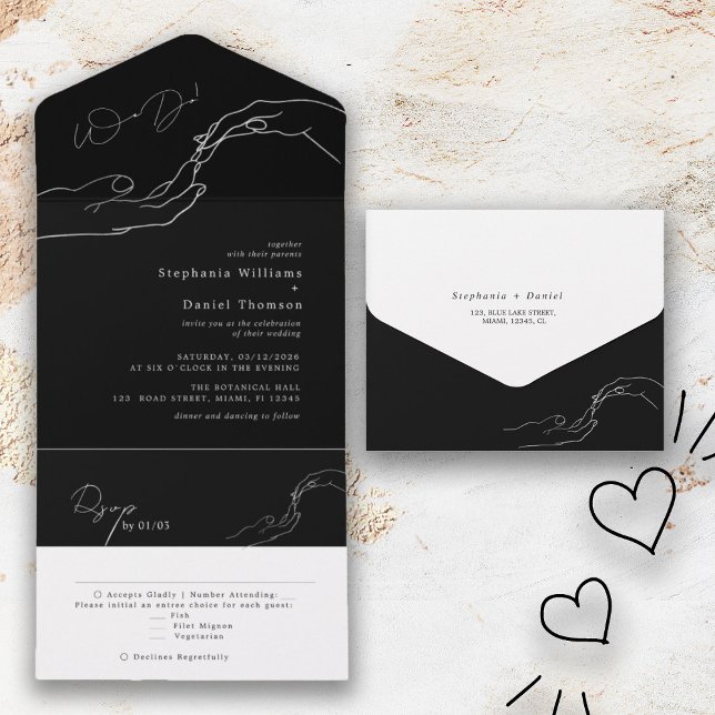 Invitación Todo En Uno Hacemos Boda moderno blanco y negro (Subido por el creador)