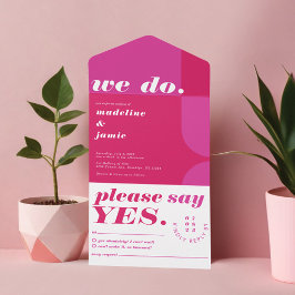 Invitación Todo En Uno Hacemos un resumen retro magenta rosa negrita mode