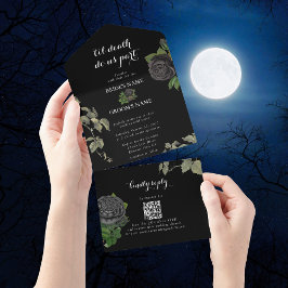 Invitación Todo En Uno Halloween gótico hasta la muerte nos hace Boda par