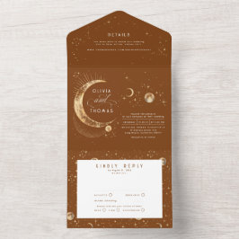 Invitación Todo En Uno Halo Celestial Estrellas Luna Mística Boda