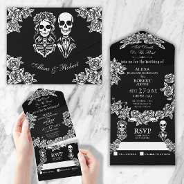 Invitación Todo En Uno Hasta que la muerte nos separen rosas boda