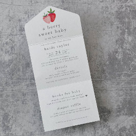 Invitación Todo En Uno HEIDI Berry Sweet Girl Diaper Raffle Baby Shower