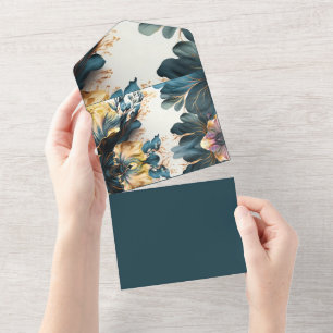 Invitación Todo En Uno Hermosa acuarela floral