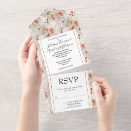 Invitación Todo En Uno Hermosa Feminine Peach Red White Floral
