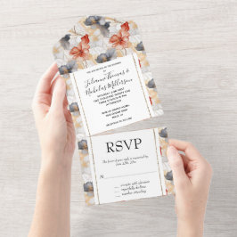 Invitación Todo En Uno Hermosa flor azul y blanca de la pradera femenina