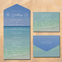Invitación Todo En Uno Hermosa fotografía de playa Boda costero