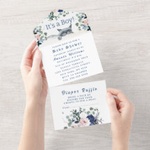 Hermosas flores de gatito azul es un niño Baby Sho