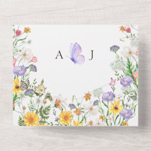 Invitación Todo En Uno Hermoso boda de flores acuarelas