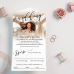 Invitación Todo En Uno Hermoso Boda de fotografías de escritura negra<br><div class="desc">Todo en una invitación de boda que puedes personalizar con una foto. Con una combinación de fuentes elegantes y un guión de caligrafía en bucle en negro contra fondo blanco.</div>