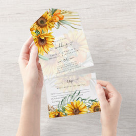 Invitación Todo En Uno Hermoso Boda de hierba de Pampas