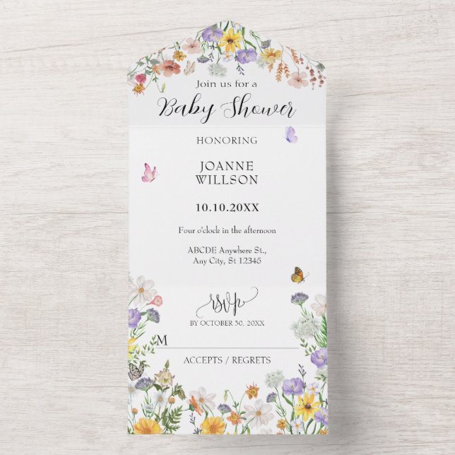 Invitación Todo En Uno Hermoso jardín de mariposas (Interior)