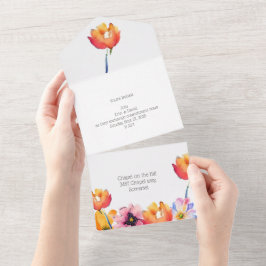 Invitación Todo En Uno Hermoso pliegue floral