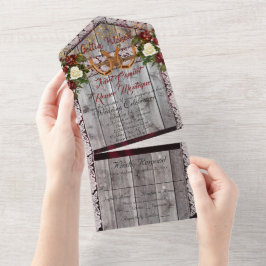 Invitación Todo En Uno Herraduras y encajes se ponen Bodas