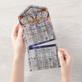 Invitación Todo En Uno Herraduras y encajes se ponen Bodas