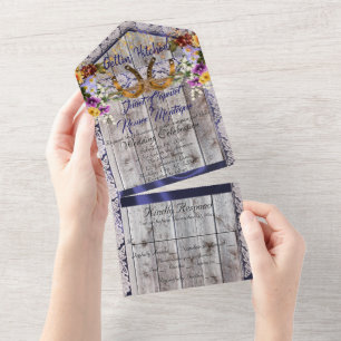 Invitación Todo En Uno Herraduras y encajes se ponen Bodas