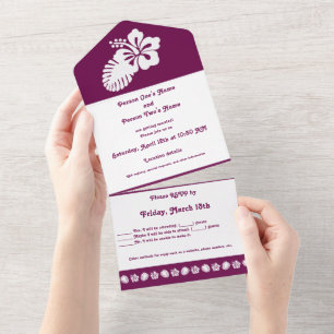 Invitación Todo En Uno Hibisco Tropical en Vino