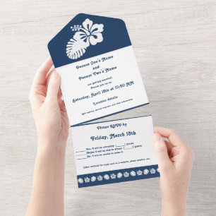 Invitación Todo En Uno Hibiscus tropical en la marina