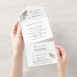 Invitación Todo En Uno Hierbas verdes Boda de arcilla de color de agua ve