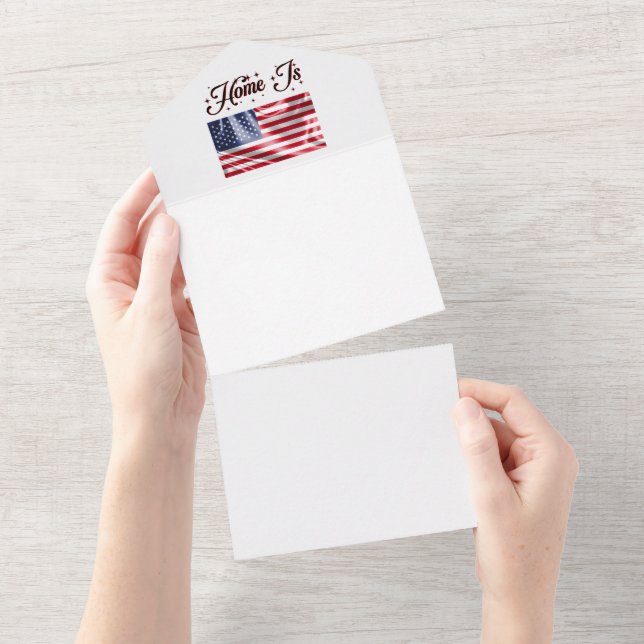 Invitación Todo En Uno Hogar: Bandera de Estados Unidos Feliz 4 de Julio (desgarro)