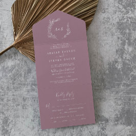 Invitación Todo En Uno Hoja mínima | Boda Mauve